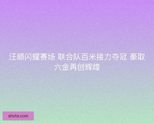 汪顺闪耀赛场 联合队百米接力夺冠 豪取六金再创辉煌