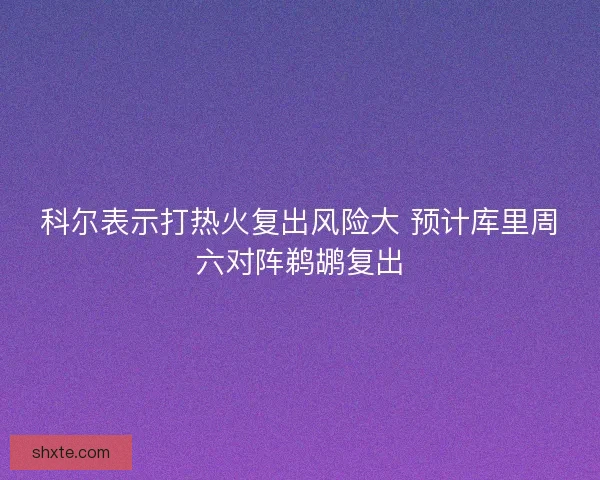 科尔表示打热火复出风险大 预计库里周六对阵鹈鹕复出